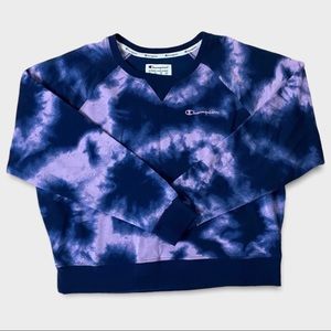 Champion Purple Tie-Dye Cropped Sweatshirt Sz XL